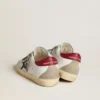 Super-Star da donna in nappa con stella glitterata e linguetta sul tallone in nappa rossa