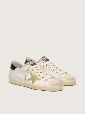 Super-Star da donna in pelle bianca con stella Swarovski dorata