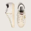 Super-Star da donna in pelle bianca con stella Swarovski dorata