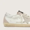 Super-Star da donna in pelle bianca e rosa cipria con stella in cristallo Swarovski argento