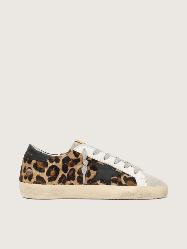 Super-Star da donna in pelle con stampa leopardata