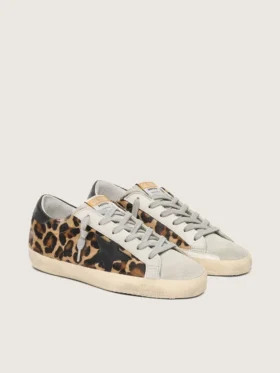 Super-Star da donna in pelle con stampa leopardata
