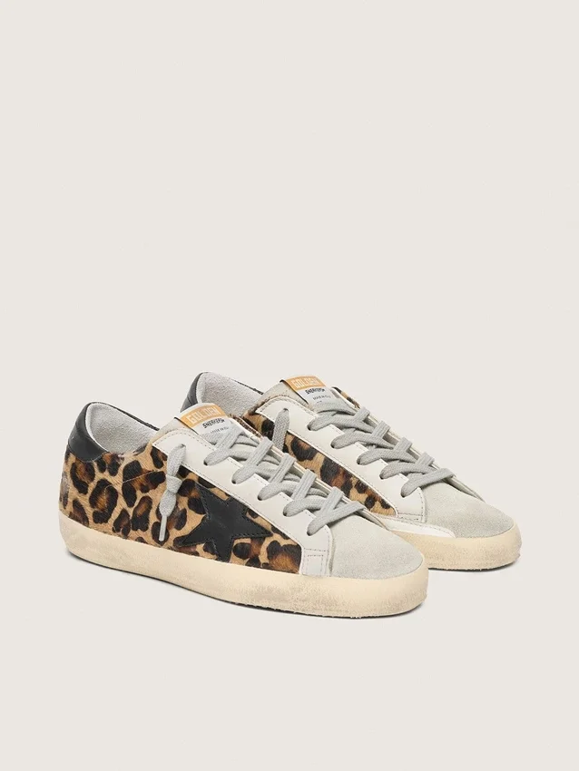 Super-Star da donna in pelle con stampa leopardata