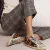 Super-Star da donna in pelle con stampa leopardata