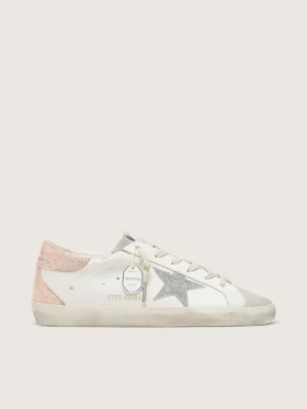 Super-Star da donna in pelle con stella in cristalli Swarovski e linguetta sul tallone