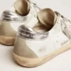 Super-Star da donna in pelle con stella rosa e linguetta sul tallone argentata