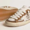 Super-Star da donna in pelle di cavallino con stampa zebrata, stella in pelle e inserti in pelle scamosciata marrone