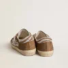 Super-Star da donna in pelle di cavallino con stampa zebrata, stella in pelle e inserti in pelle scamosciata marrone