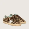 Super-Star da donna in pelle di pony con stampa leopardata, stella in pelle e linguetta sul tacco