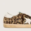 Super-Star da donna in pelle di pony con stampa leopardata, stella in pelle e linguetta sul tacco