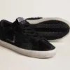 Super-Star da donna in pelle di pony nera con cristalli Swarovski neri e stella in pelle scamosciata nera