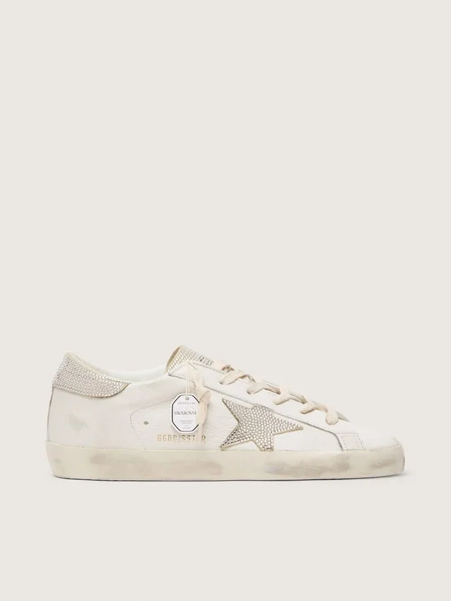 Super-Star da donna in pelle nappa con stella in cristalli Swarovski e linguetta sul tallone