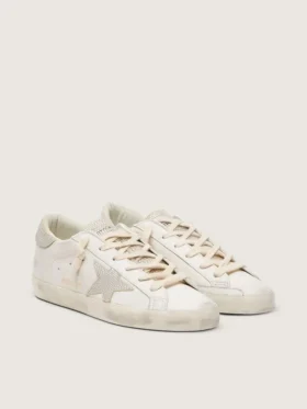 Super-Star da donna in pelle nappa con stella in cristalli Swarovski e linguetta sul tallone