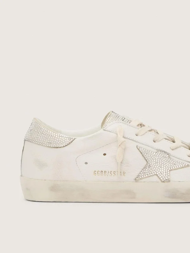 Super-Star da donna in pelle nappa con stella in cristalli Swarovski e linguetta sul tallone