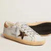 Super-Star da donna in pelle nappa con stella in pelle di pony e linguetta sul tallone in pelle scamosciata