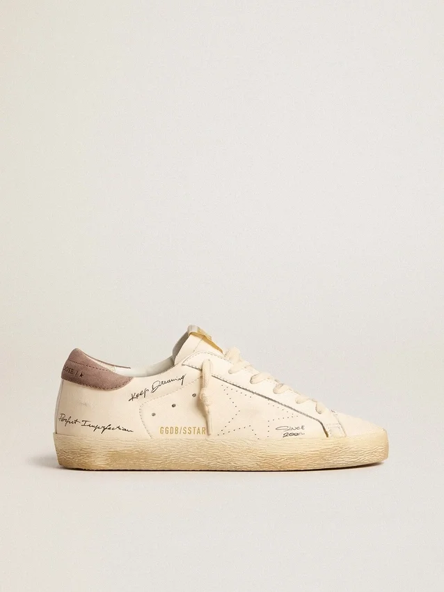 Super-Star da donna in pelle nappa con stella traforata e linguetta sul tallone in pelle scamosciata