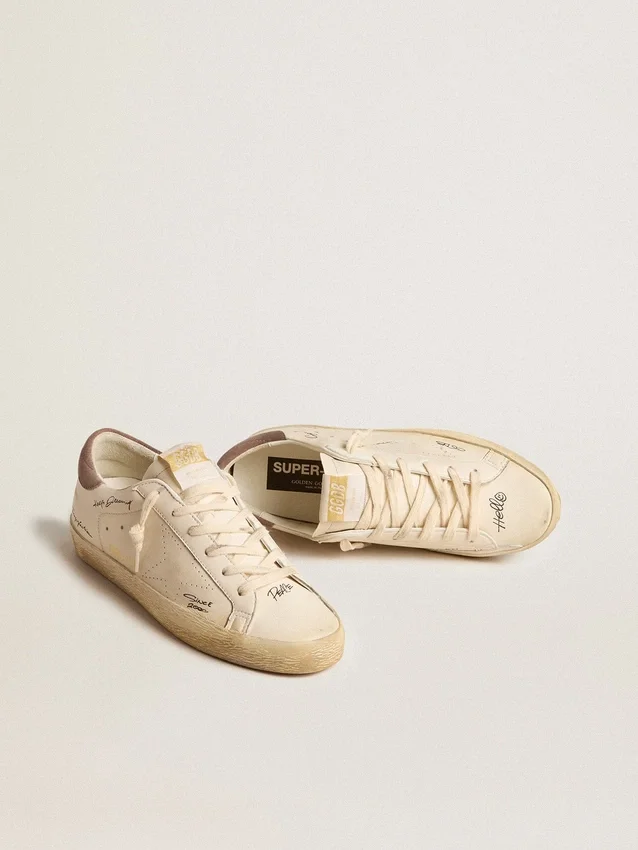Super-Star da donna in pelle nappa con stella traforata e linguetta sul tallone in pelle scamosciata