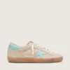 Super-Star da donna in pelle scamosciata beige con stella verde acqua