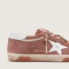 Super-Star da uomo in pelle scamosciata color ruggine con stella in pelle metallizzata platino