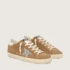 Super-Star da donna in pelle scamosciata color tabacco con stella glitterata argento