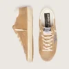 Super-Star da donna in pelle scamosciata color tabacco con stella glitterata argento