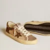 Super-Star da donna in pelle scamosciata con stella in pelle e linguetta sul tallone in pelle di pony