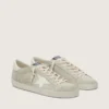 Super-Star da donna in pelle scamosciata grigio chiaro con stella in pelle bianca