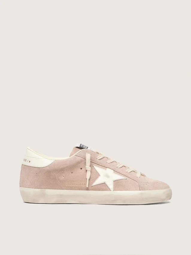 Super-Star da donna in pelle scamosciata rosa cipria con stella bianca