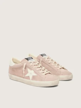 Super-Star da donna in pelle scamosciata rosa cipria con stella bianca