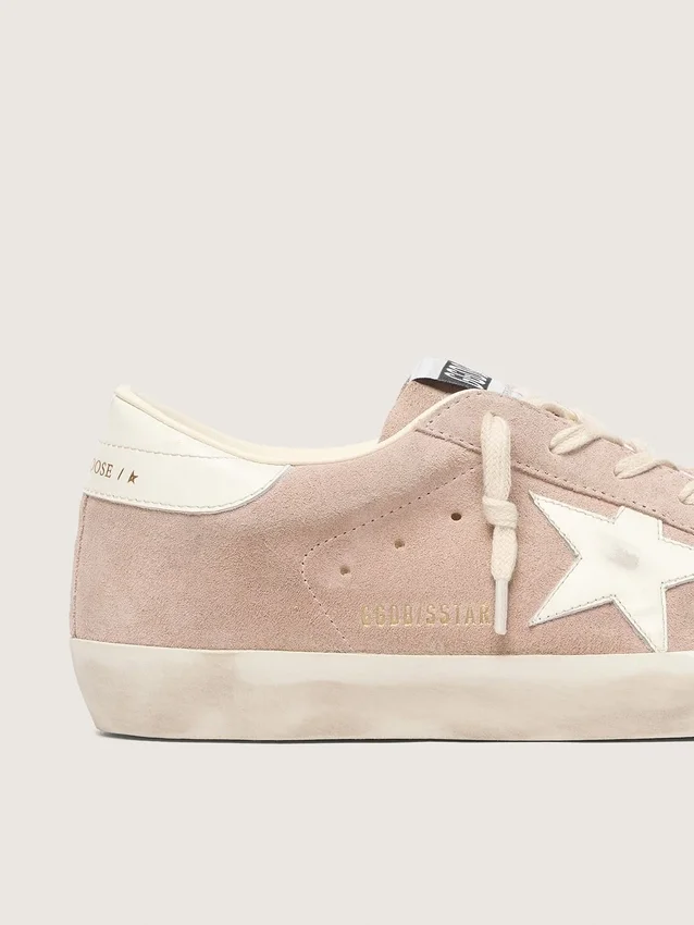 Super-Star da donna in pelle scamosciata rosa cipria con stella bianca