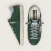 Super-Star da donna in pelle scamosciata verde, con stella glitterata argento e linguetta in pelle sul tallone