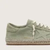 Super-Star da donna in pelle scamosciata verde salvia con stella in pelle scamosciata tono su tono e suola a corda
