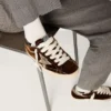 Super-Star da donna in velluto color cognac con stella in pelle metallizzata e linguetta sul tallone