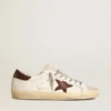 Super-Star da uomo a base biologica con stella in tela e linguetta sul tallone in pelle marrone scuro
