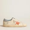 Super-Star da uomo con stella con stampa coccodrillo e linguetta sul tallone blu-argento
