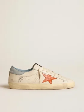 Super-Star da uomo con stella con stampa coccodrillo e linguetta sul tallone blu-argento