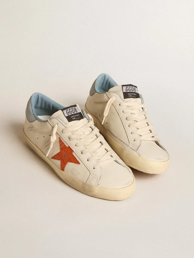 Super-Star da uomo con stella con stampa coccodrillo e linguetta sul tallone blu-argento