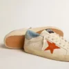 Super-Star da uomo con stella con stampa coccodrillo e linguetta sul tallone blu-argento