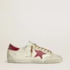 Super-Star da uomo con stella in pelle rossa e inserti in pelle scamosciata beige