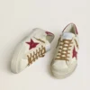 Super-Star da uomo con stella in pelle rossa e inserti in pelle scamosciata beige