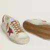 Super-Star da uomo con stella in pelle rossa e inserti in pelle scamosciata beige