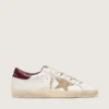 Super-Star da uomo con stella in pelle scamosciata color sabbia e linguetta sul tallone in pelle con stampa coccodrillo rossa