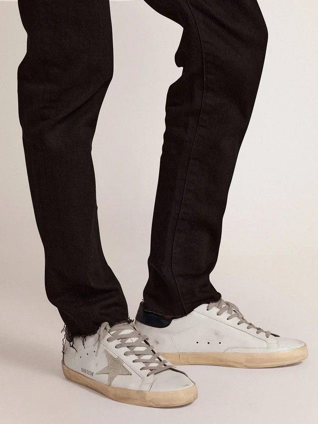 Super-Star da uomo con stella in pelle scamosciata e linguetta sul tallone blu