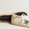 Super-Star da uomo con stella in pelle scamosciata e linguetta sul tallone in pelle con stampa serpente color platino