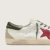 Super-Star da uomo con stella in pelle scamosciata rossa e linguetta sul tallone in pelle verde