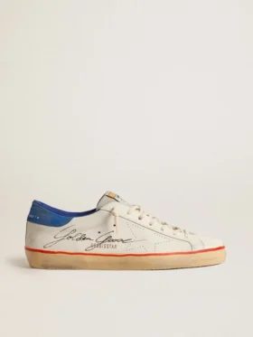 Super-Star da uomo con stella traforata e linguetta sul tallone in pelle scamosciata blu