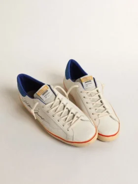 Super-Star da uomo con stella traforata e linguetta sul tallone in pelle scamosciata blu