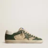 Super-Star da uomo in mesh color crema e nappa verde con stella in nappa