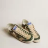 Super-Star da uomo in mesh color crema e nappa verde con stella in nappa