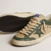 Super-Star da uomo in mesh color crema e nappa verde con stella in nappa